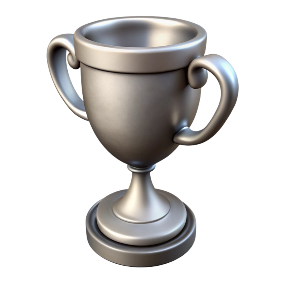 beautiful abstract Silver Trophy Cup with Handles Isolated Element high resolution png