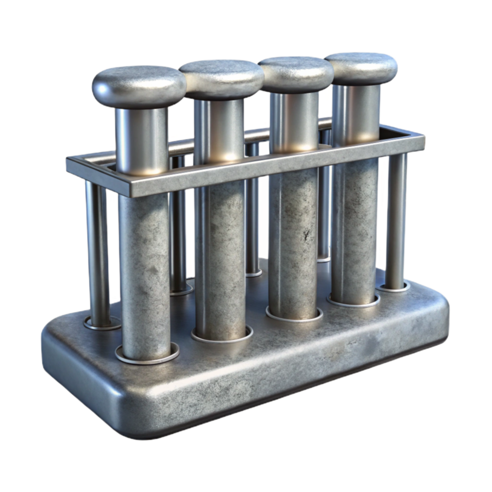 dramatic traditional Silver Test Tube Rack Laboratory Equipment Isolated exclusive png