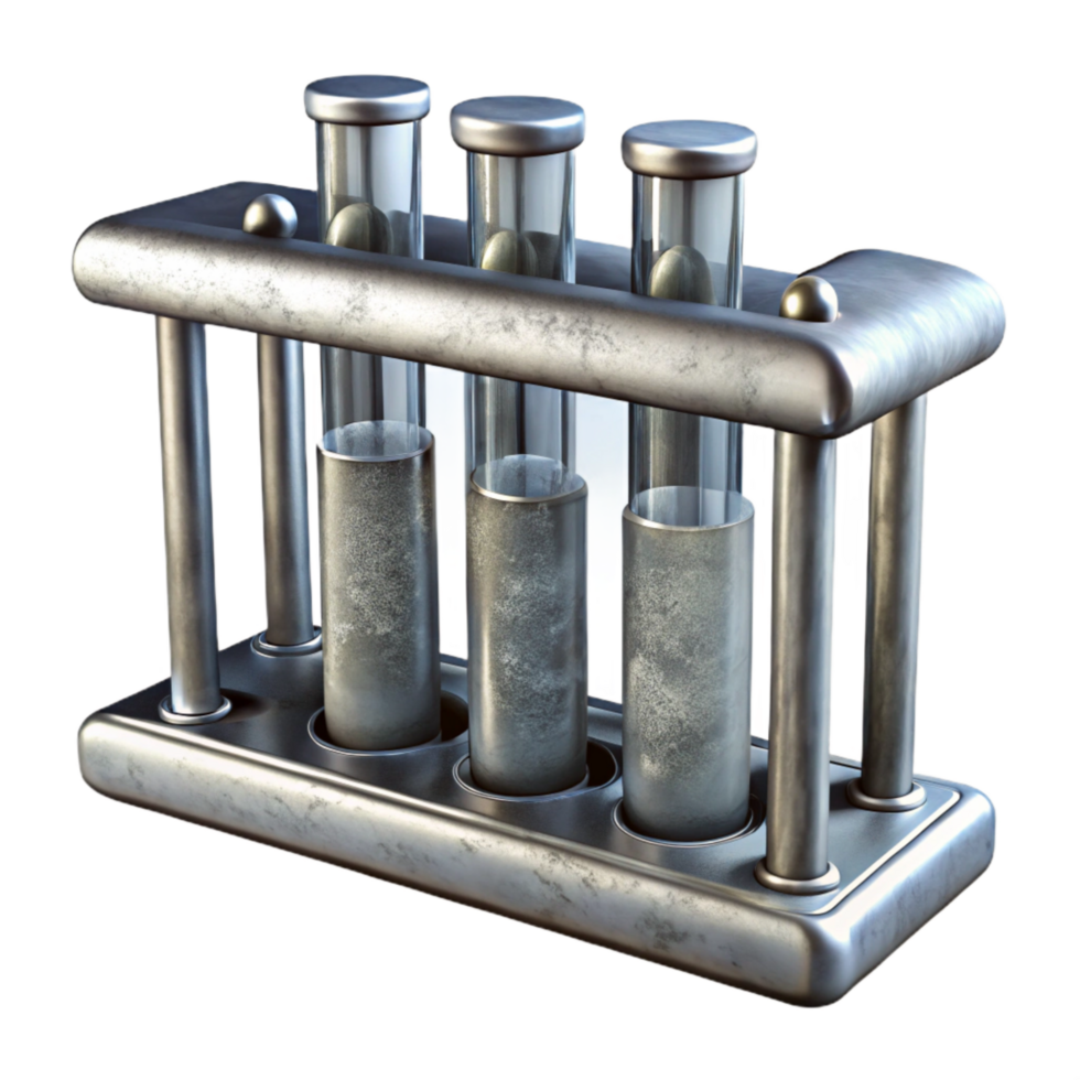 dramatic creative Silver Test Tube Rack Laboratory Equipment Isolated high resolution png