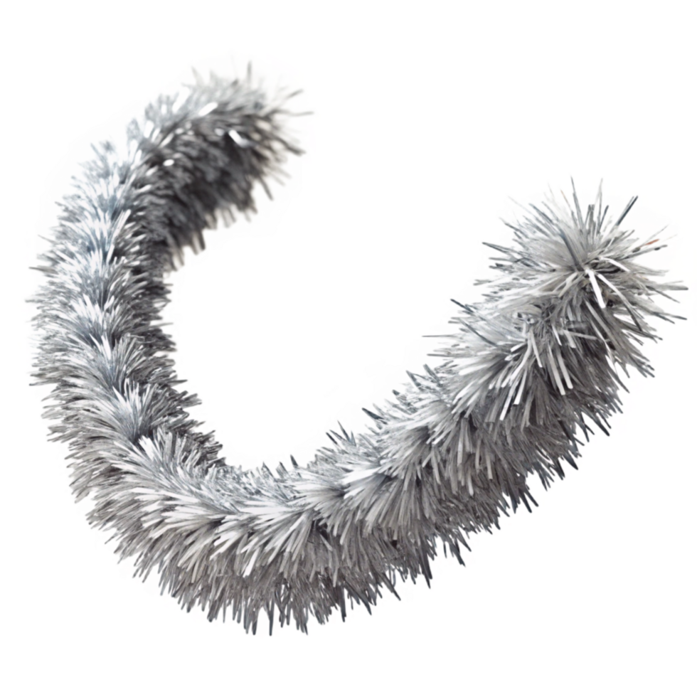 vibrant minimalist Silver Tinsel Garland Cutout Transparent Background high quality png