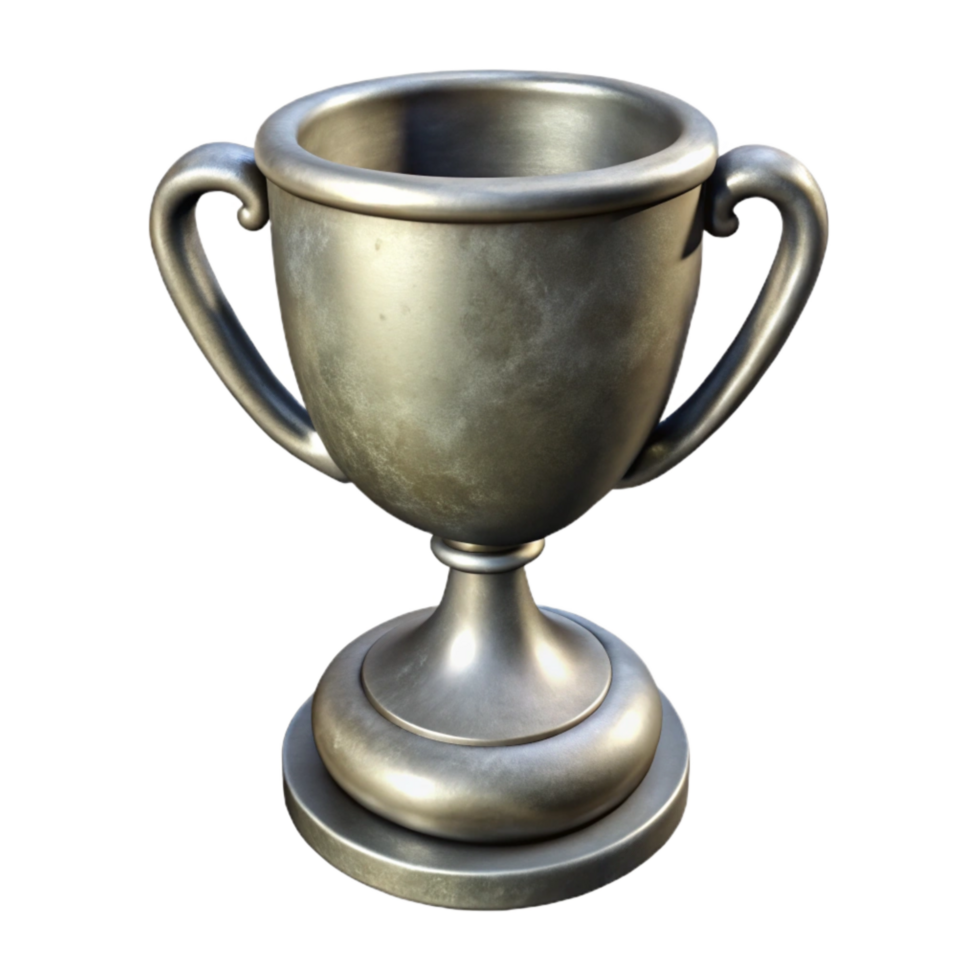 magnificent minimalist Silver Trophy Cup with Handles Isolated Element premium png