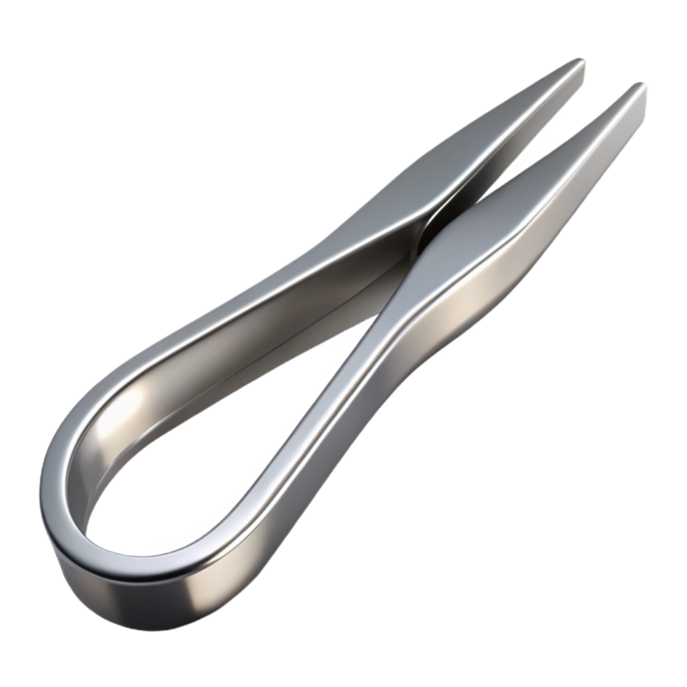 impressive creative Silver Tweezers with Slanted Tip Cutout high resolution png