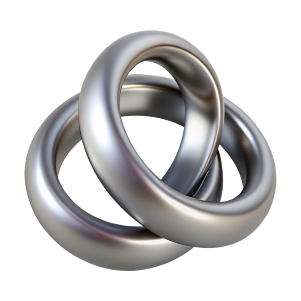 stunning minimalist Silver Wedding Rings Interlocked Isolated Transparent Background high quality png