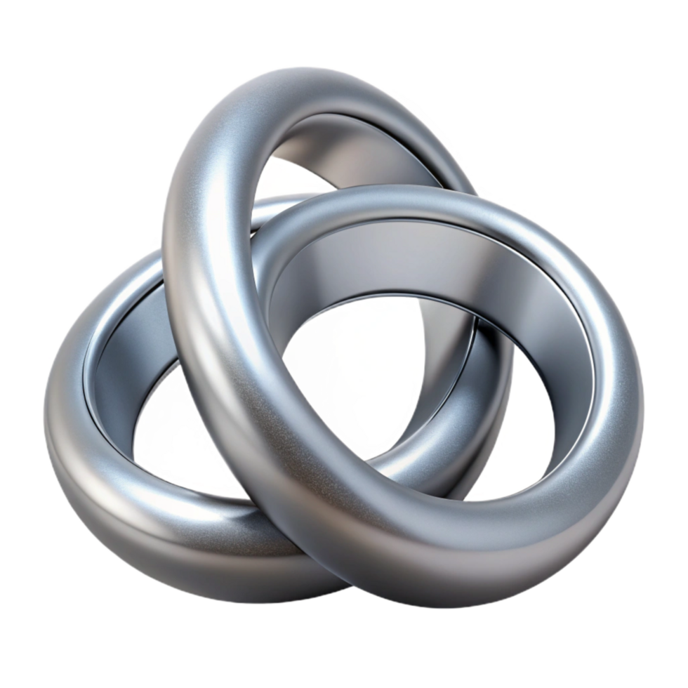 magnificent creative Silver Wedding Rings Interlocked Isolated Transparent Background original png