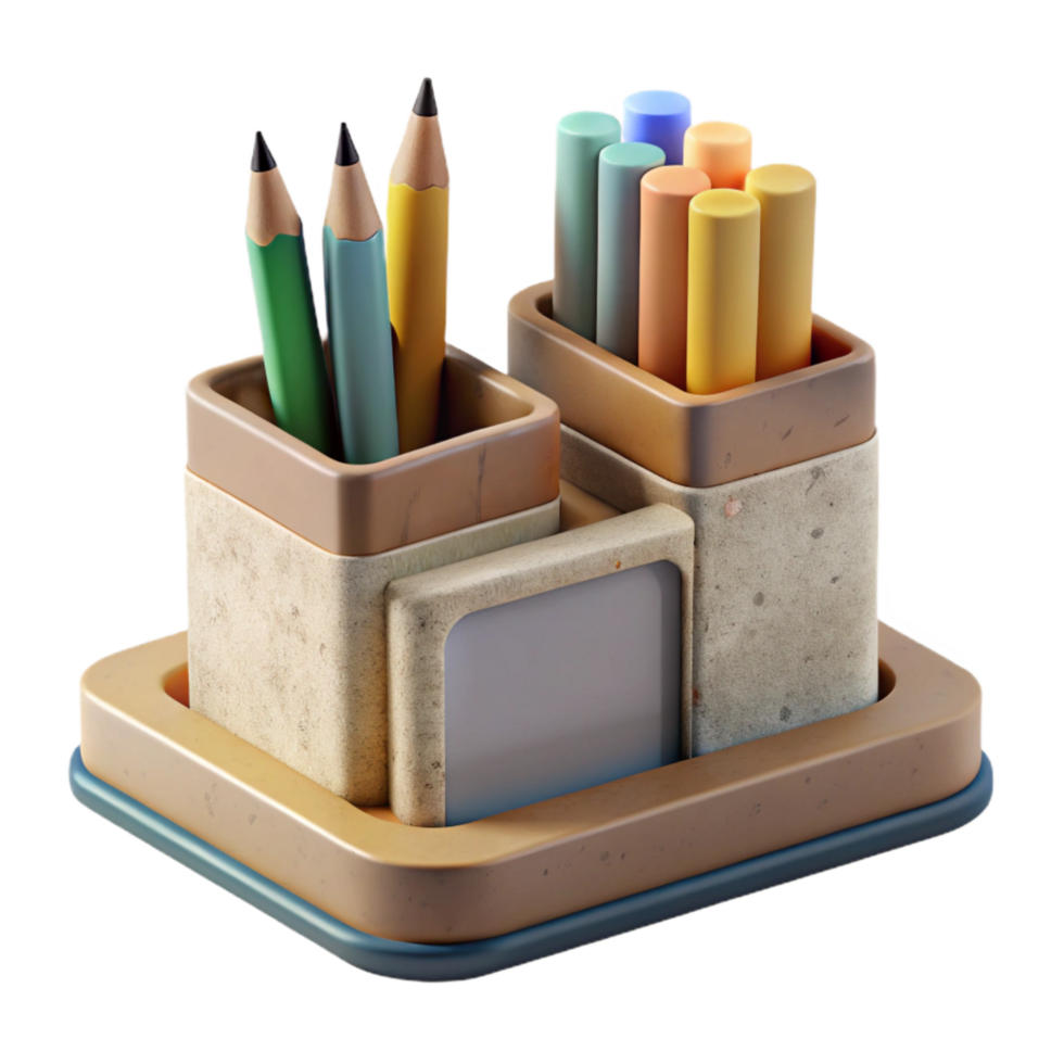 beautiful rustic Simple Desk Organizer with Pencils Transparent Bg original png