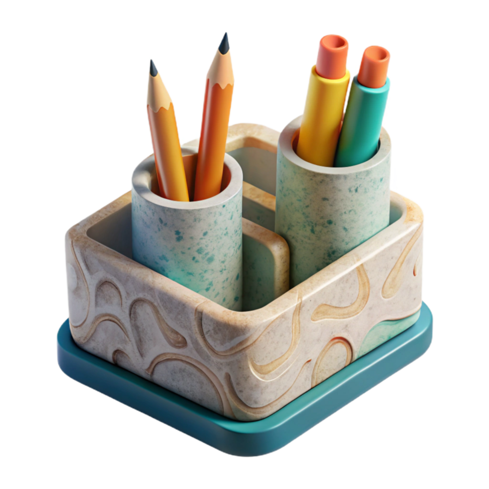 magnificent minimalist Simple Desk Organizer with Pencils Transparent Bg exclusive png