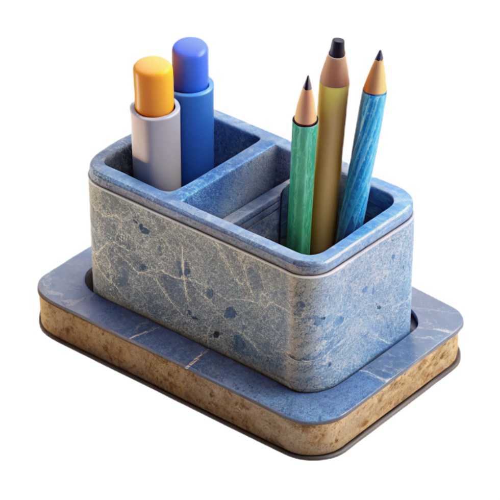 magnificent vintage Simple Desk Organizer with Pencils Transparent Bg authentic png