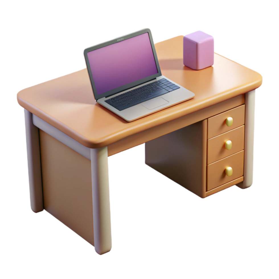 impressive abstract Simple Desk with Laptop Transparent Background png