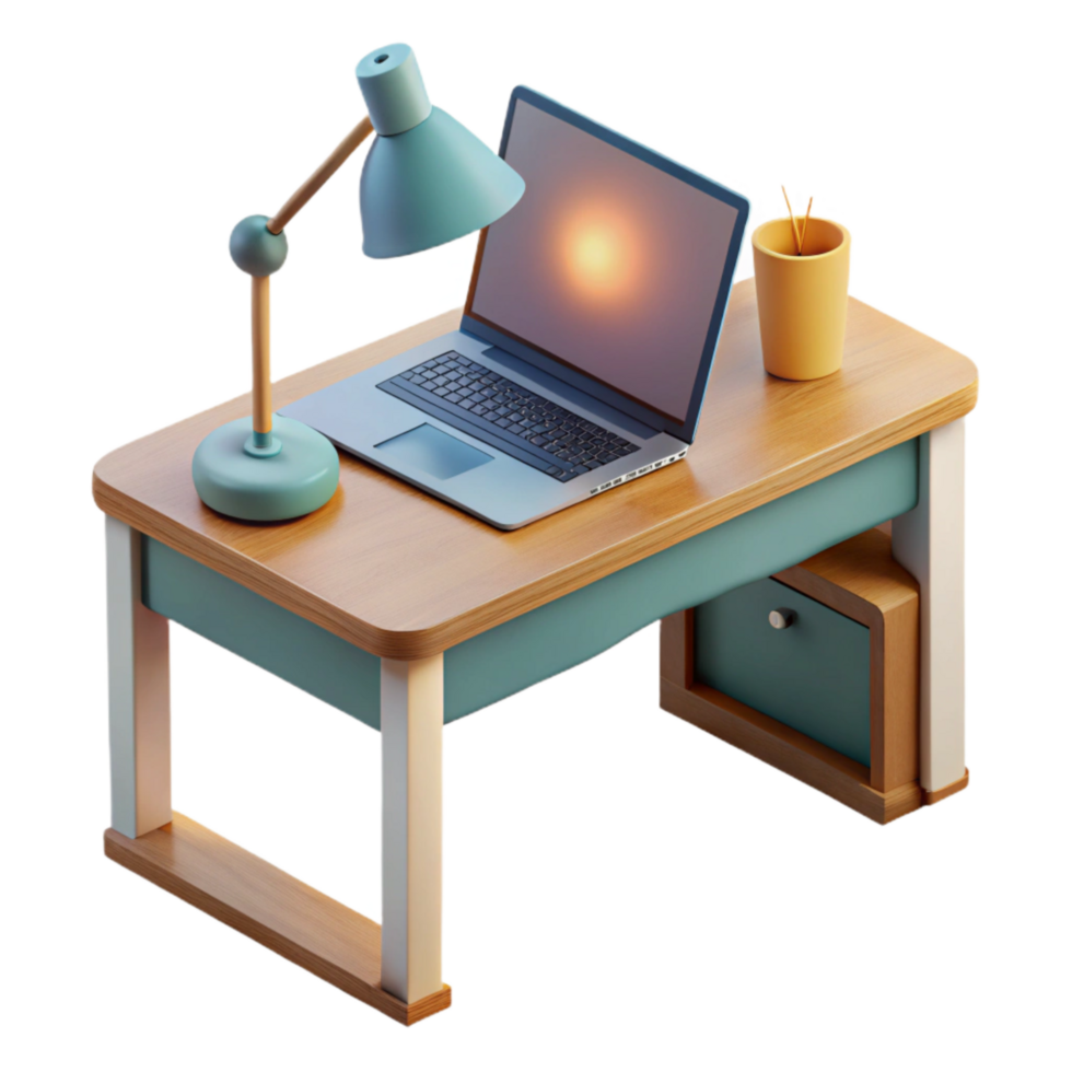 stunning traditional Simple Desk with Laptop Transparent Background authentic png