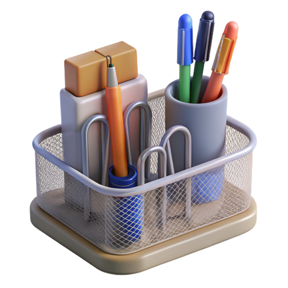 extraordinary traditional Simple Desk Organizer with Pencils Transparent Bg png