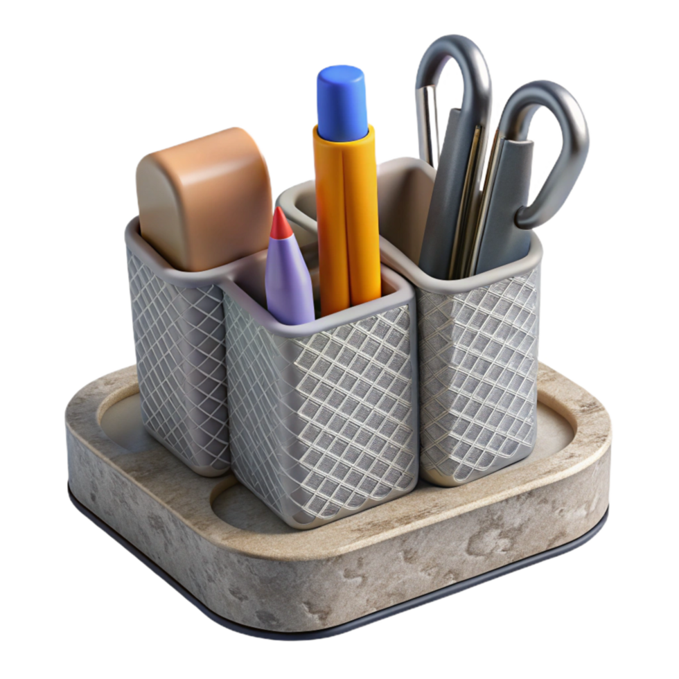 stunning vintage Simple Desk Organizer with Pencils Transparent Bg high quality png