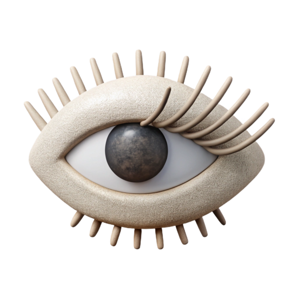 dramatic modern Simple Line Art Open Eye with Eyelashes Element png