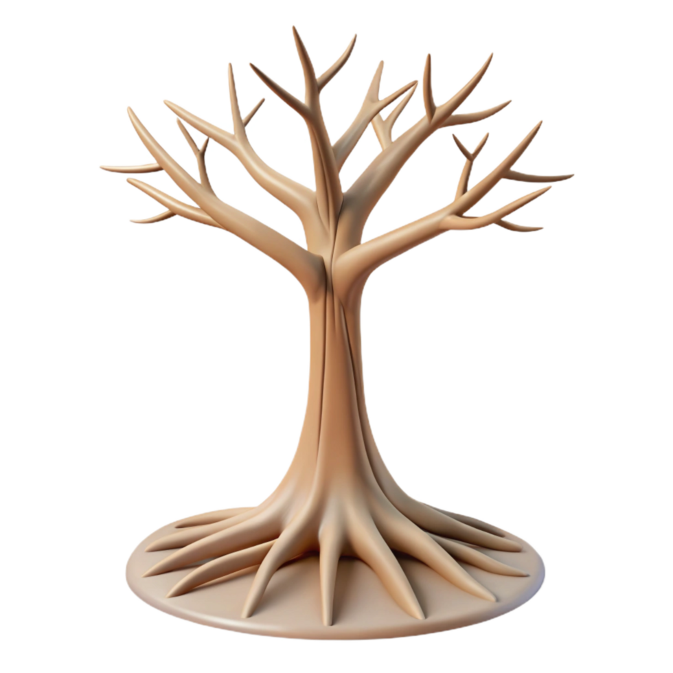 dramatic minimalist Simple Line Art Tree with Roots Element professional png