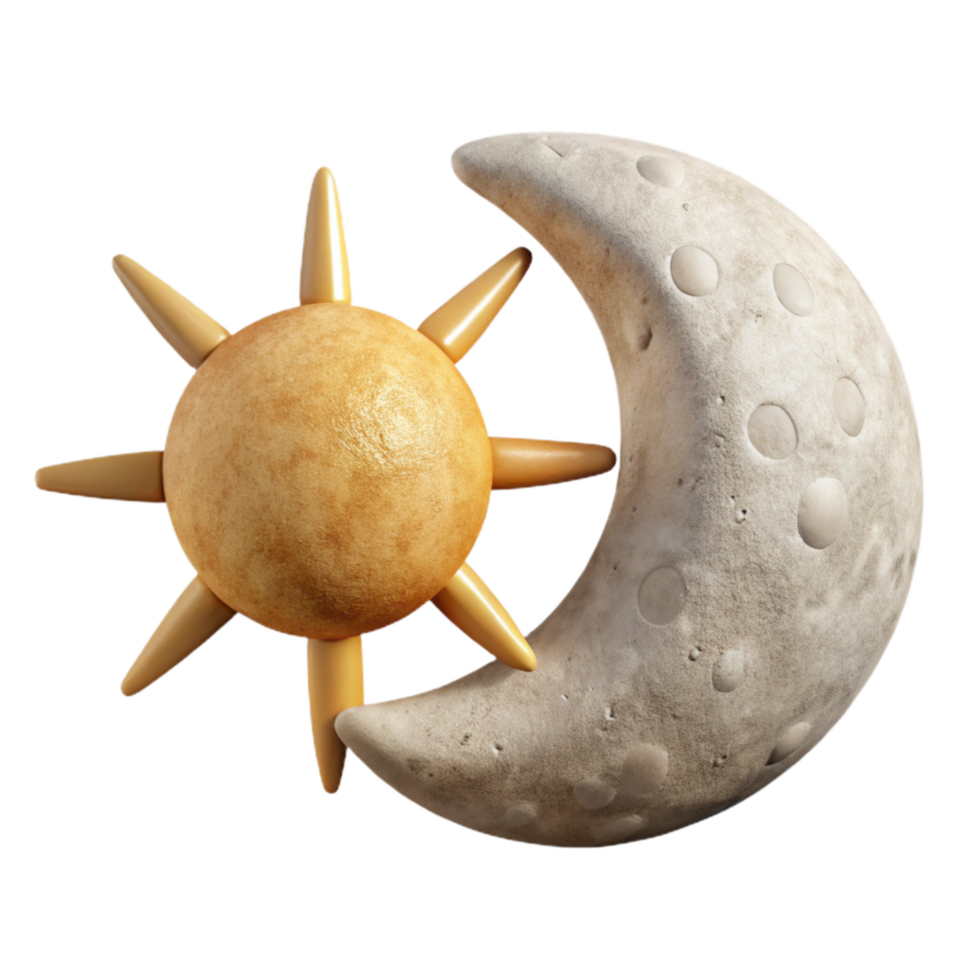 dramatic rustic Simple Line Art Sun and Moon Element premium png