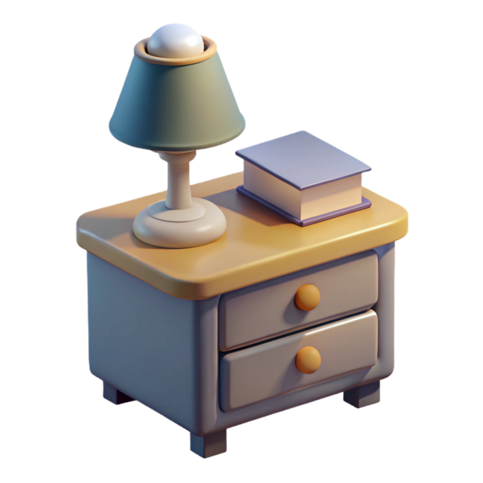 elegant classic Simple Nightstand with Lamp and Book Transparent Background genuine png