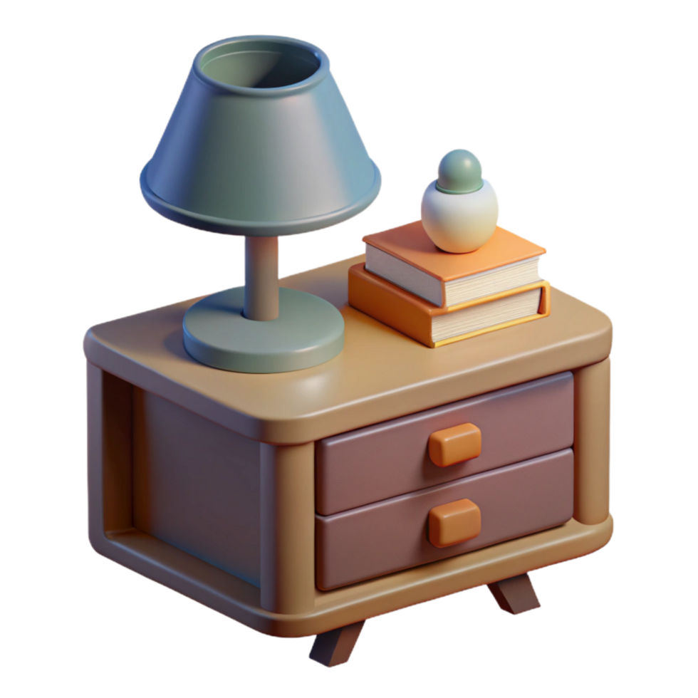 magnificent abstract Simple Nightstand with Lamp and Book Transparent Background high quality png