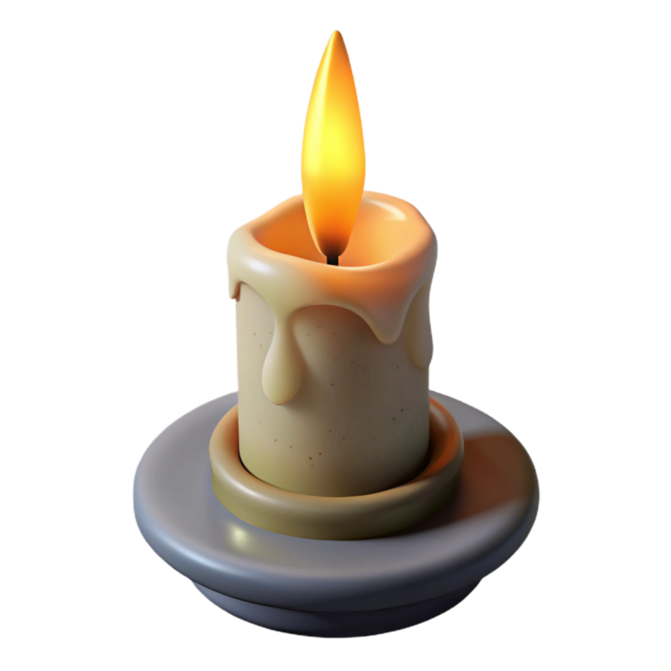 magnificent minimalist Single Lit Candle with Flame Isolated Element exclusive png