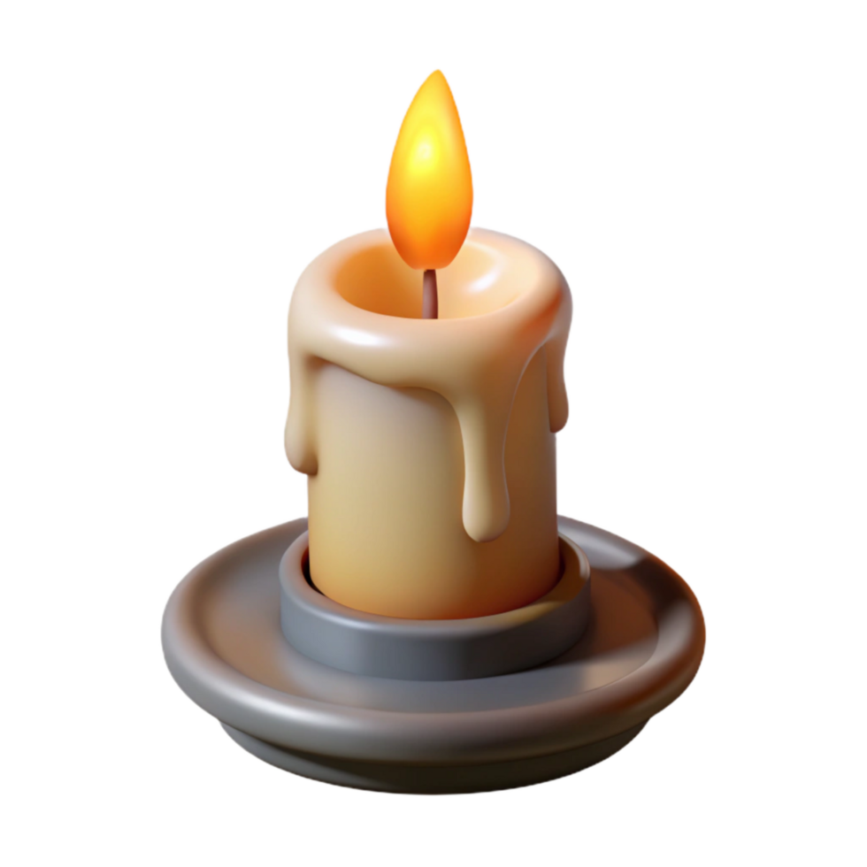 elegant artistic Single Lit Candle with Flame Isolated Element high resolution png