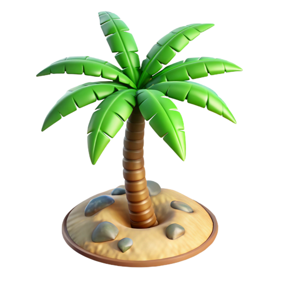 beautiful rustic Single Palm Tree on Beach Aerial View Isolated authentic png