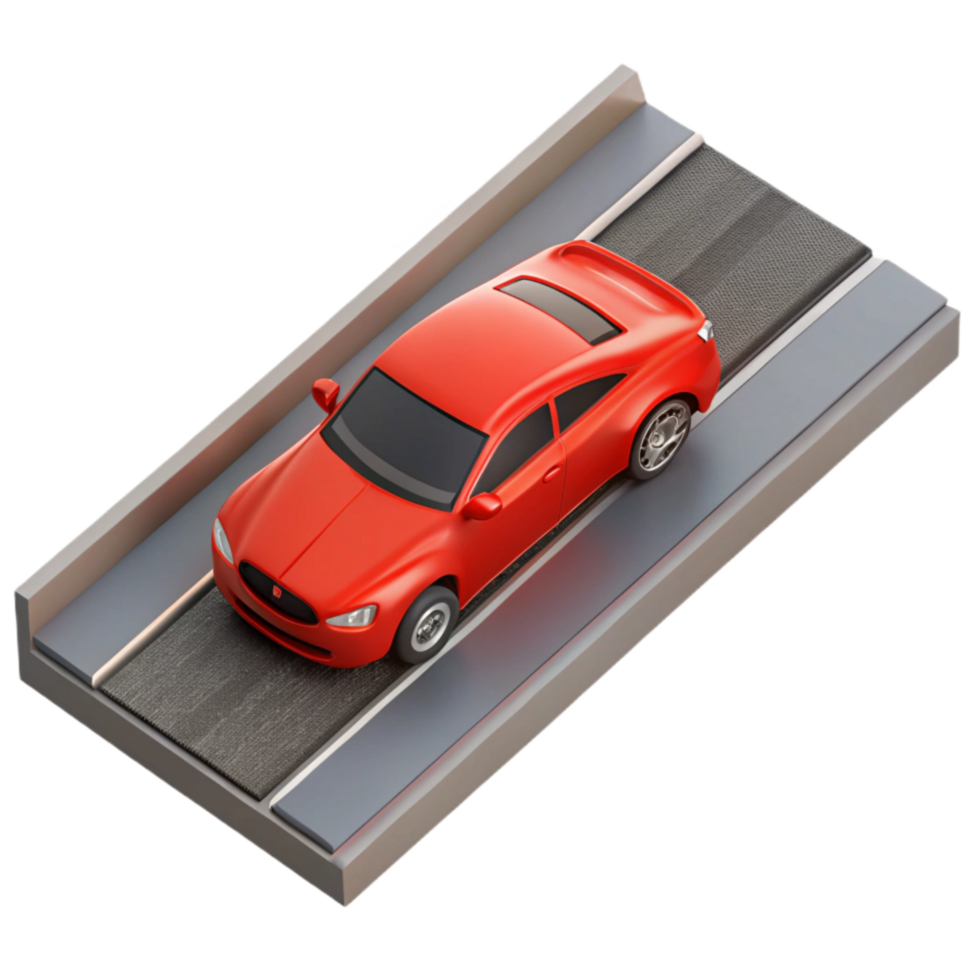 impressive abstract Single Red Car on Highway Aerial View Cutout authentic png