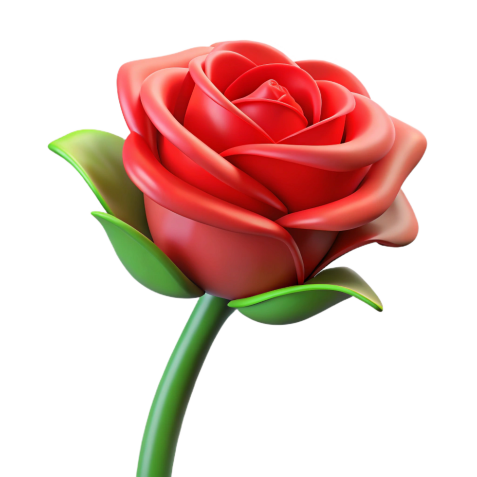 beautiful rustic Single Red Rose with Green Stem Transparent professional png
