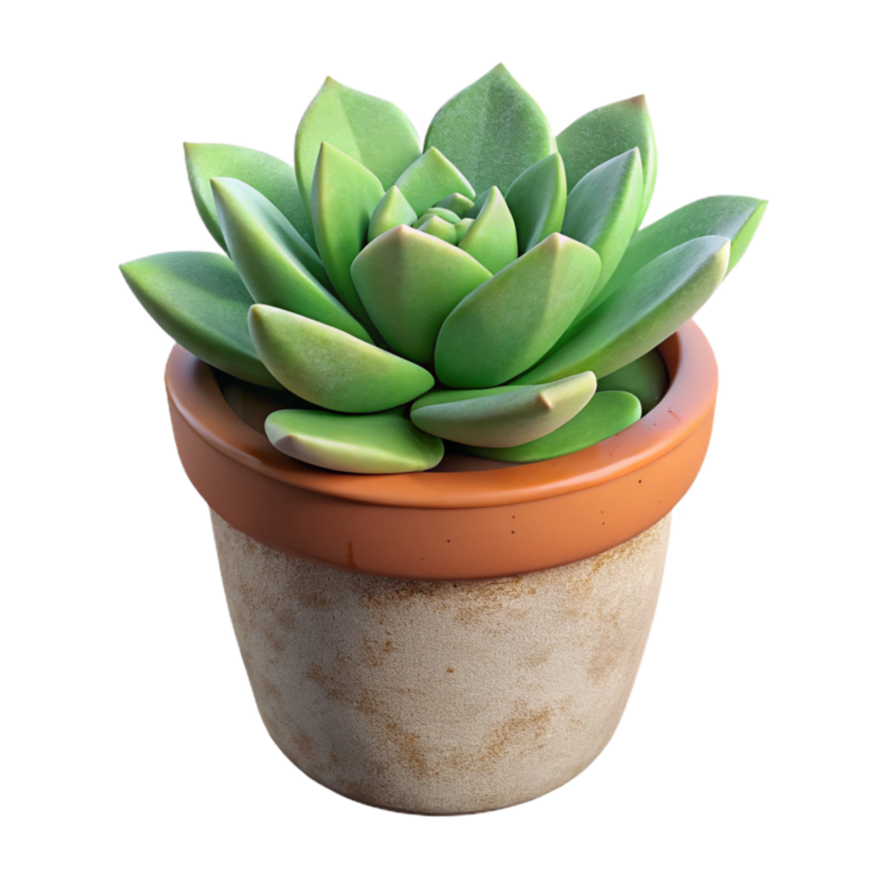 vibrant traditional Single Succulent Plant in Terracotta Pot Cutout png