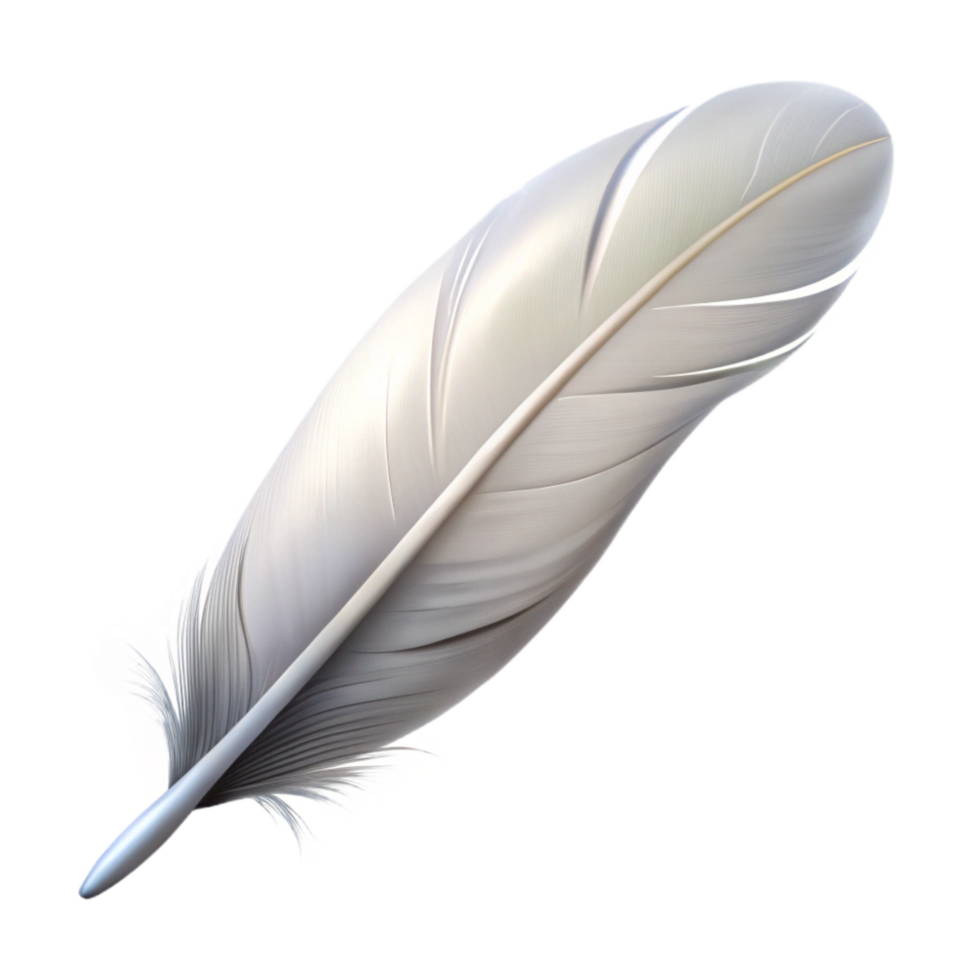 impressive vintage Single White Feather Floating Isolated on Transparent Background premium png