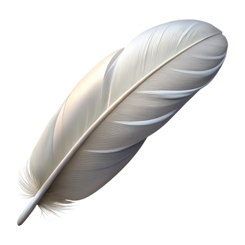 elegant classic Single White Feather Floating Isolated on Transparent Background png