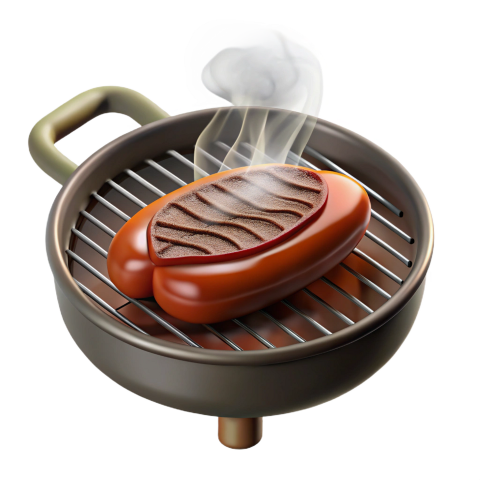 impressive minimalist Sizzling Steak on Grill Cutout with Smoke Detail original png