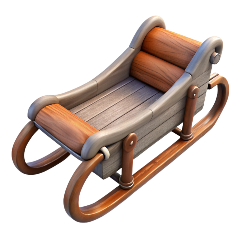 elegant abstract Sled Wooden Design Isolated Element png