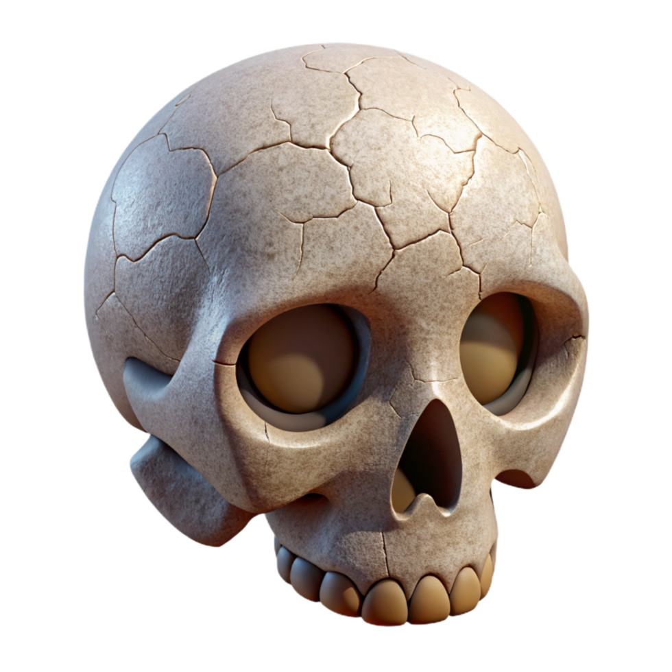 impressive creative Skull Icon with Cracks Isolated Element authentic png