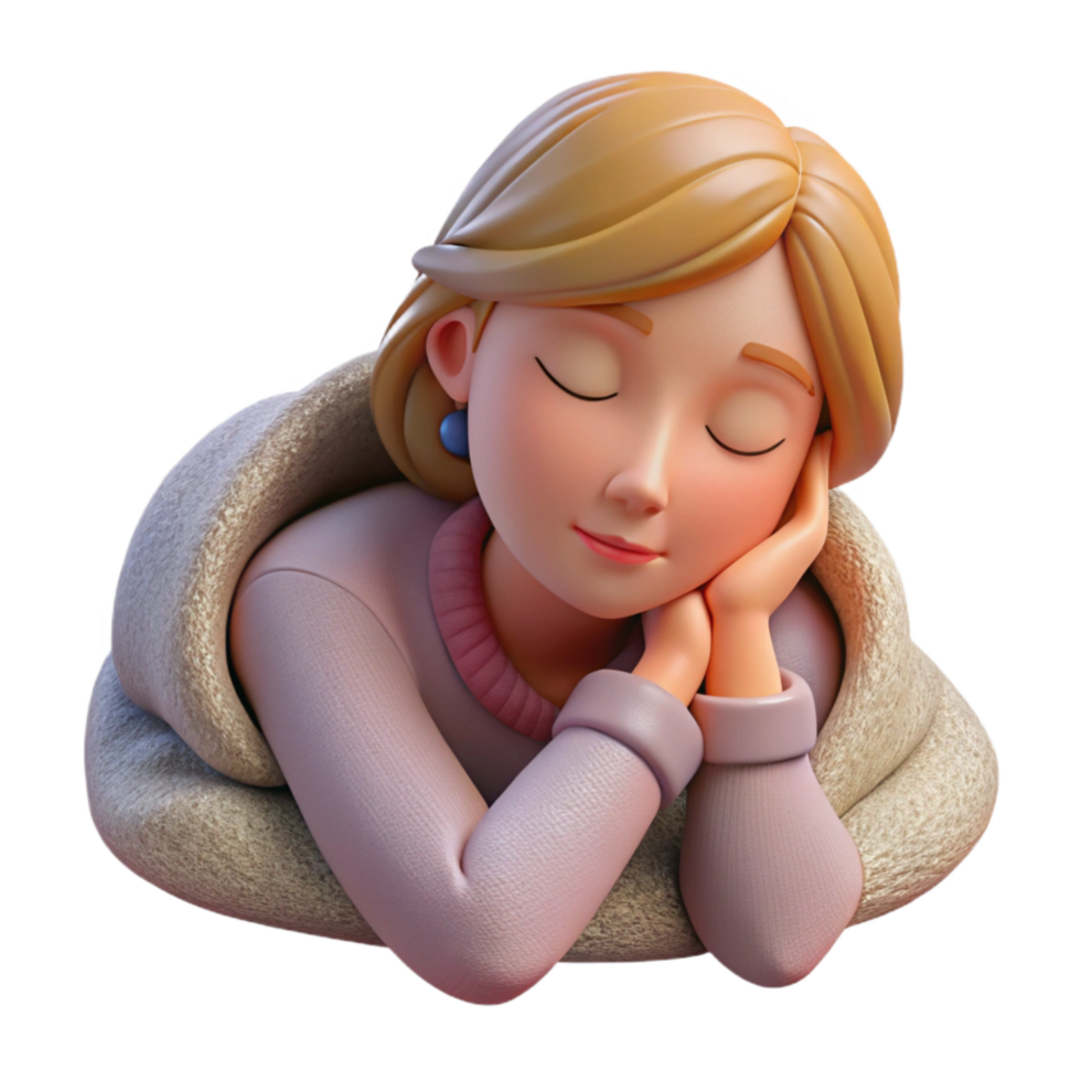 serene rustic Sleeping Woman Peaceful Posture Transparent Background high quality png