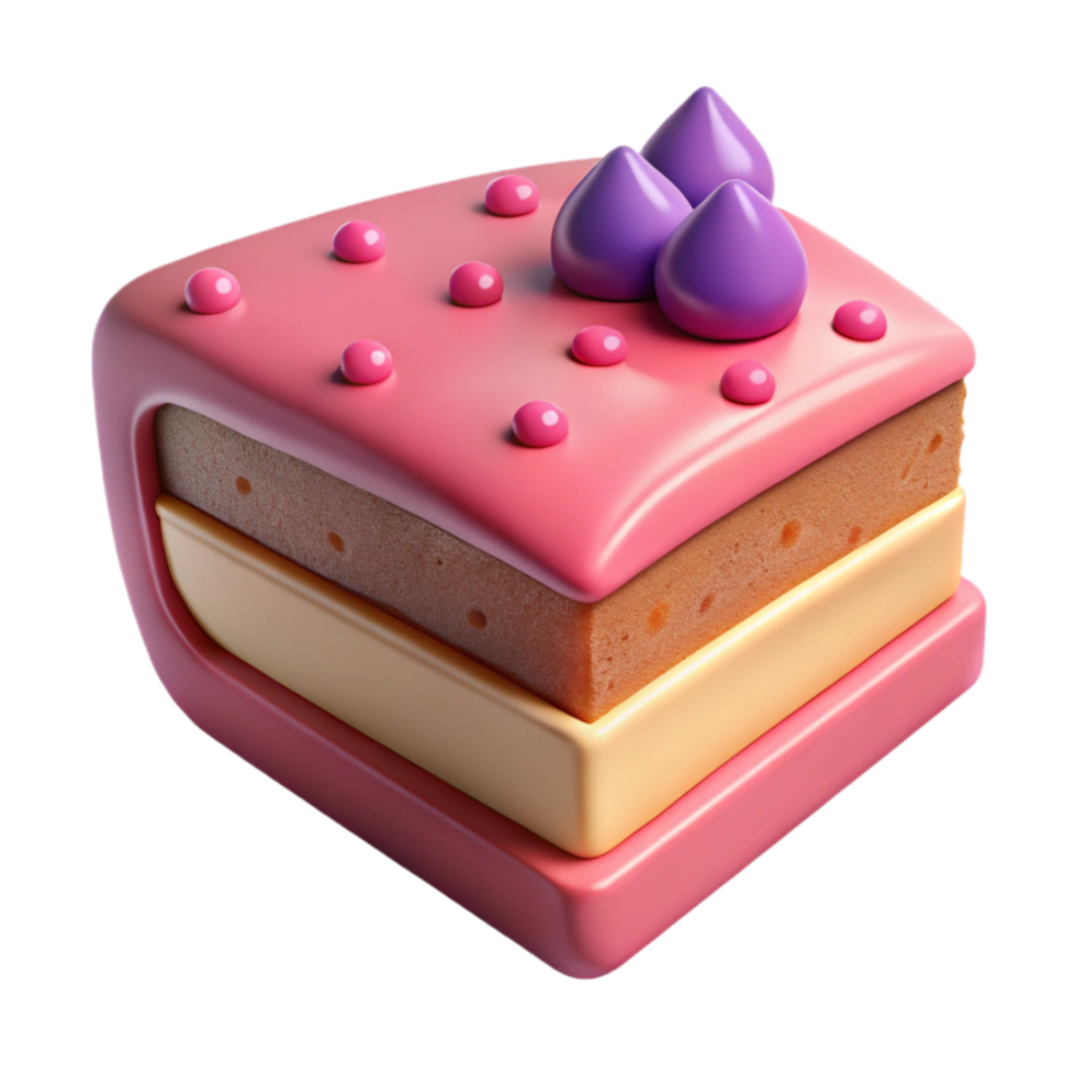 dramatic creative Slice of Birthday Cake with Frosting Isolated detailed png