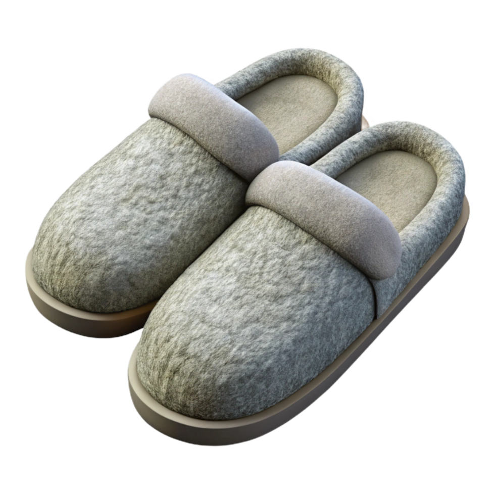 magnificent vintage Slippers Cozy Grey Fleece Lined Transparent Background premium png
