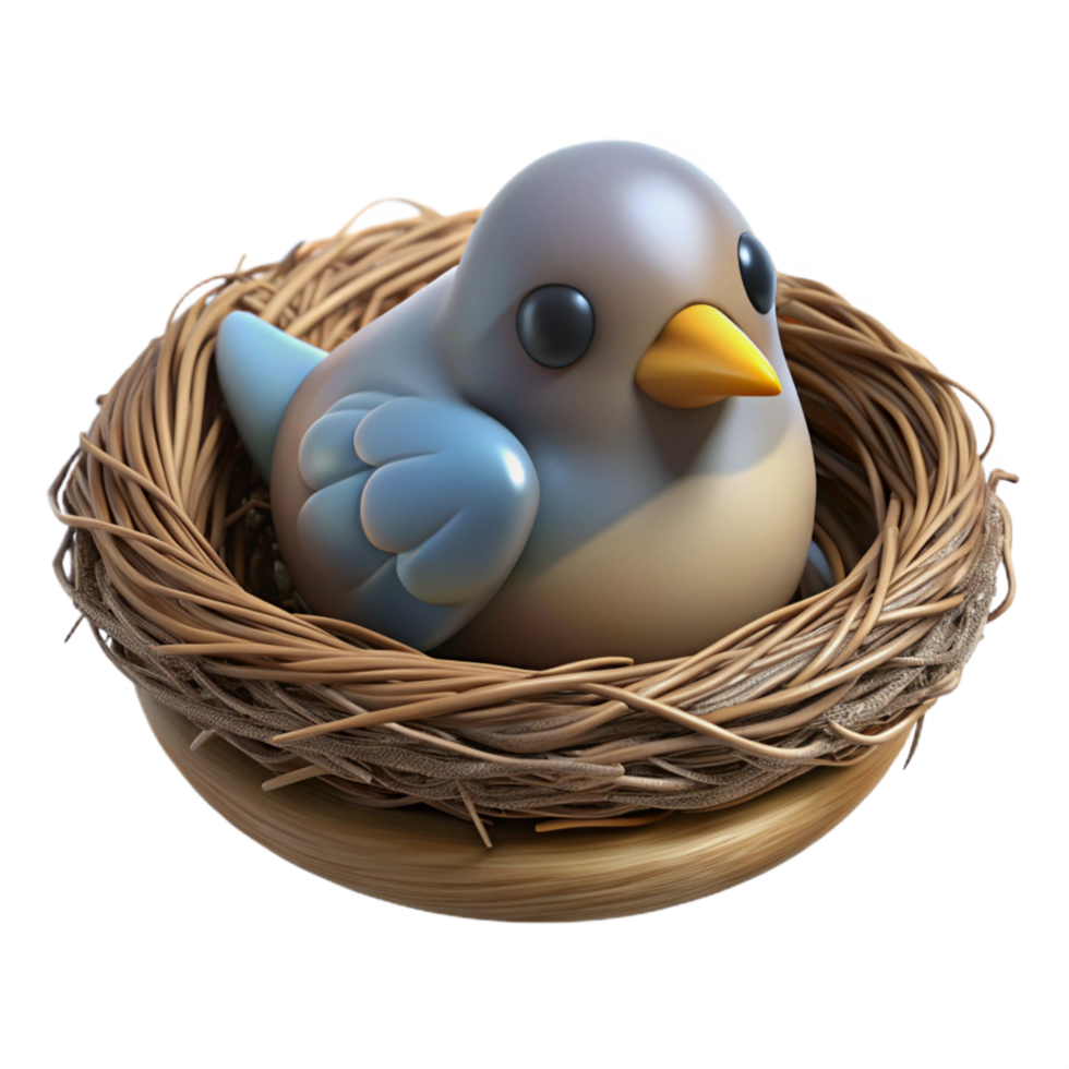elegant rustic Small Bird in Nest Transparent Background original png