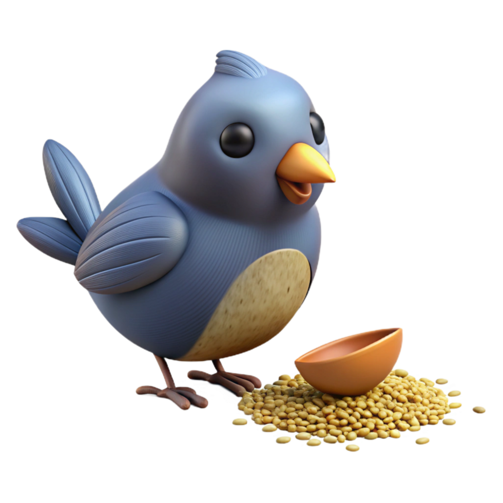 beautiful minimalist Small Bird Pecking at Seeds Transparent Background premium png