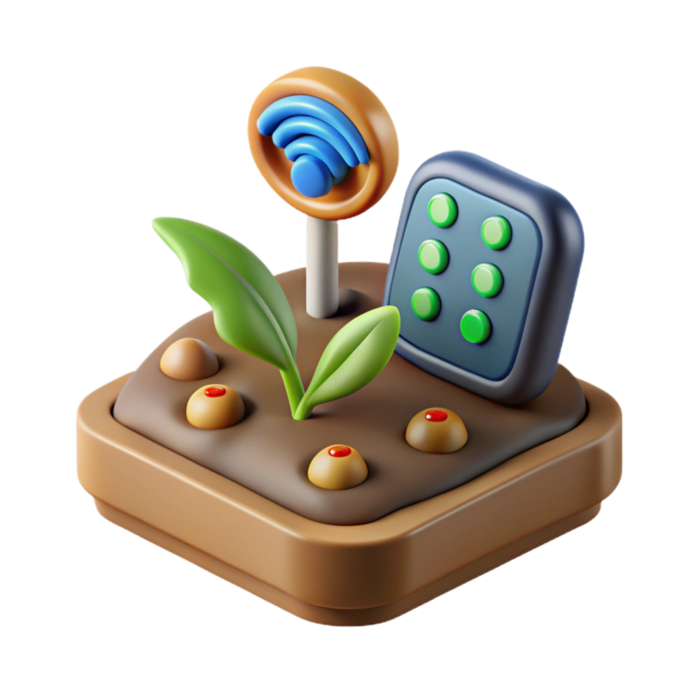 dramatic vintage Smart Agriculture Sensor with Soil Moisture Data Isolated Cutout professional png