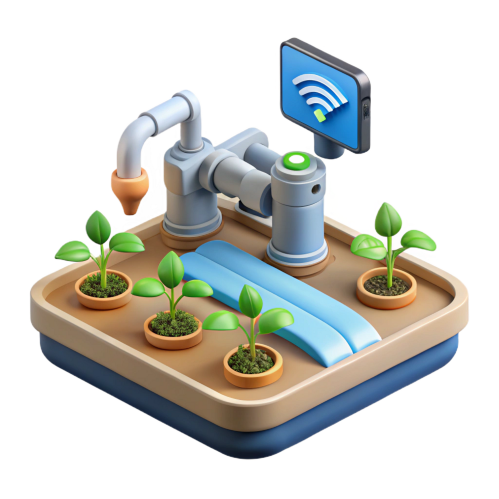 dramatic creative Smart Agriculture System with Irrigation and Monitoring Isolated Transparent Background png