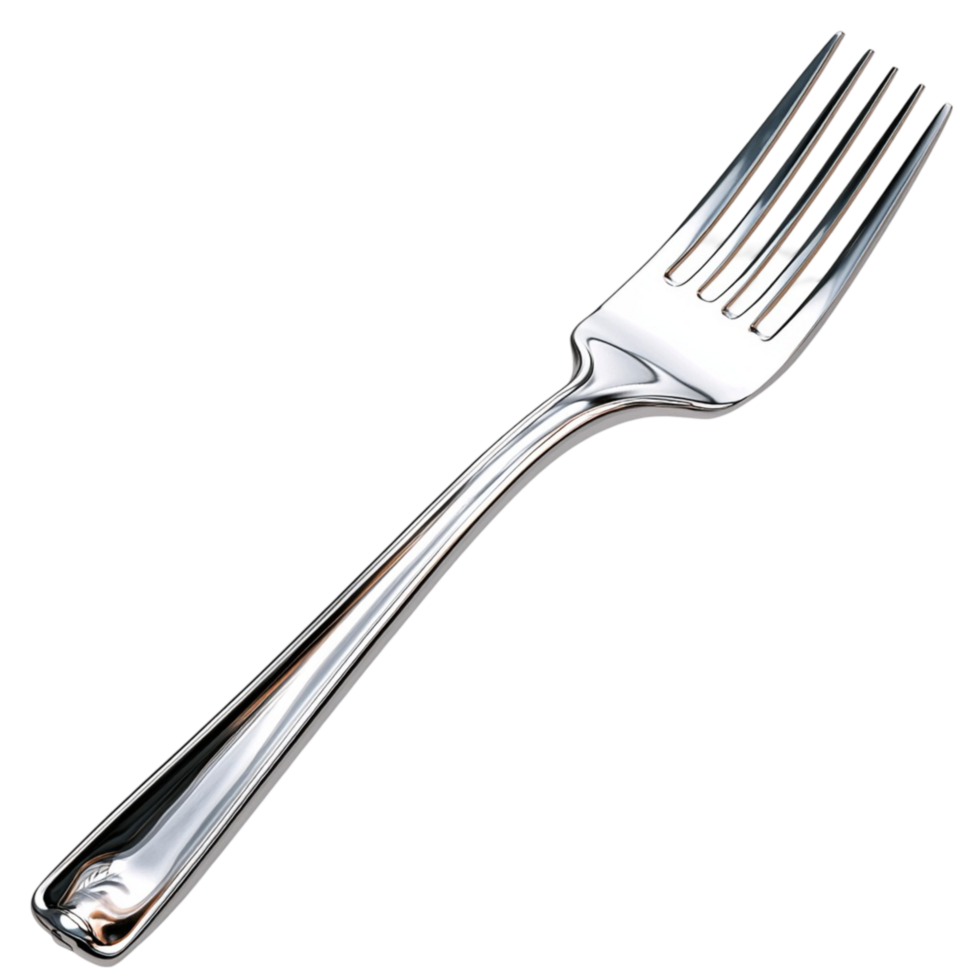 Shiny stainless steel fork with a sleek design png