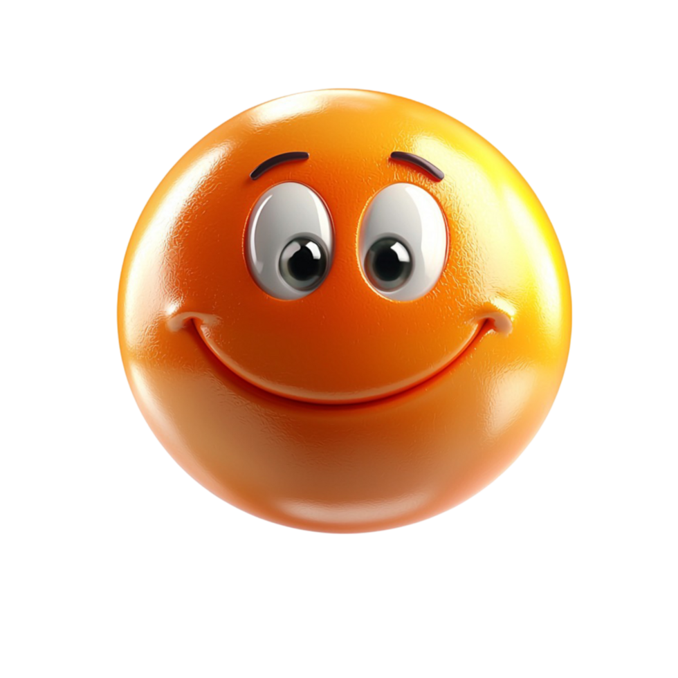 Shiny orange smiling emoji with a cheerful expression png