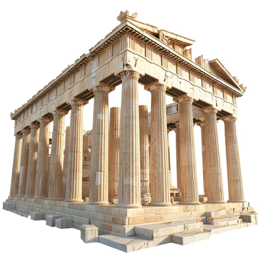 Ancient Greek temple with tall stone columns and al architecture png