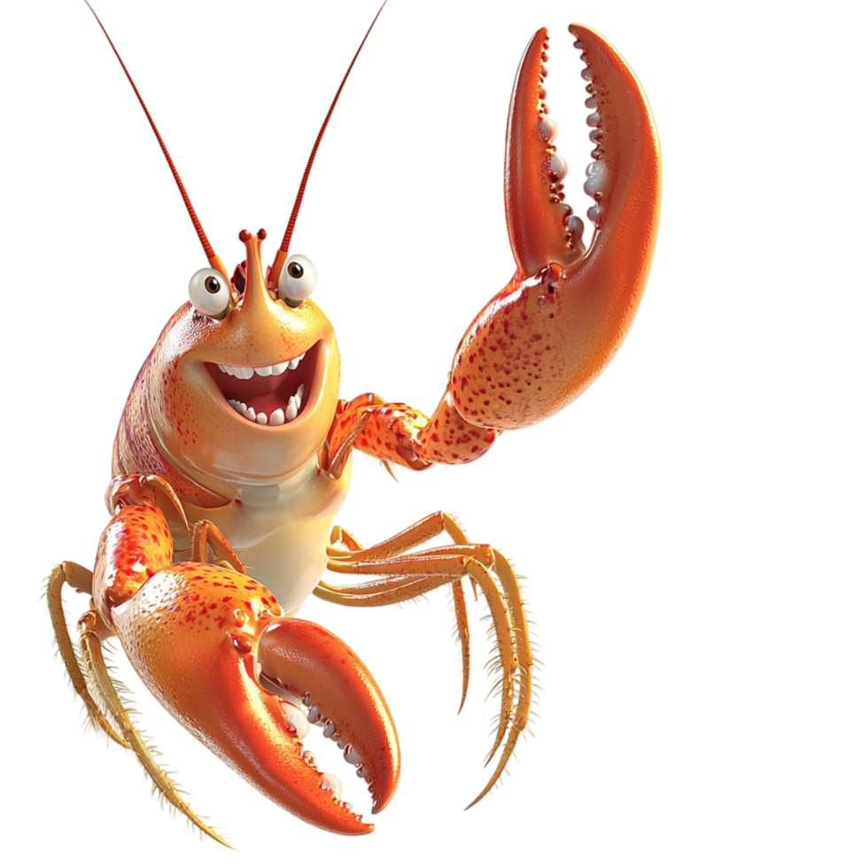 orange lobster with large claws and detailed features png