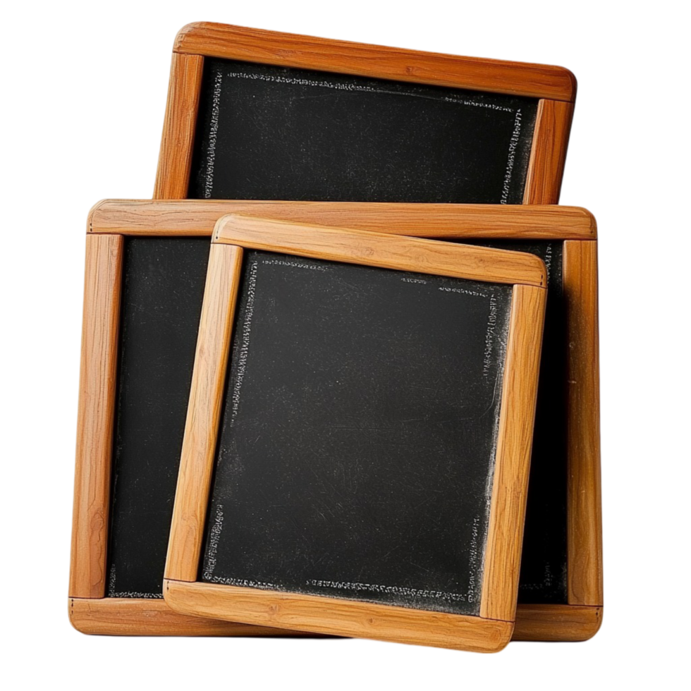 Two small blackboards with wooden frames and a look png