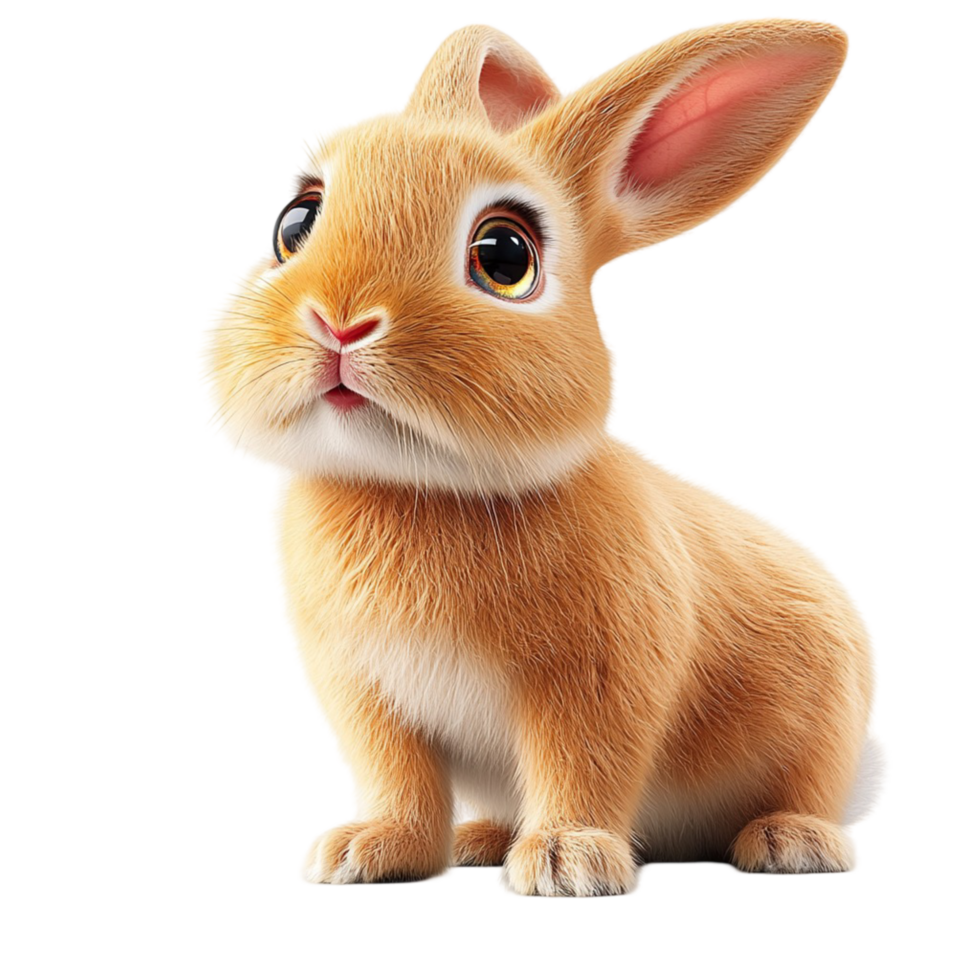 Small light brown rabbit with a curious expression and perky ears png
