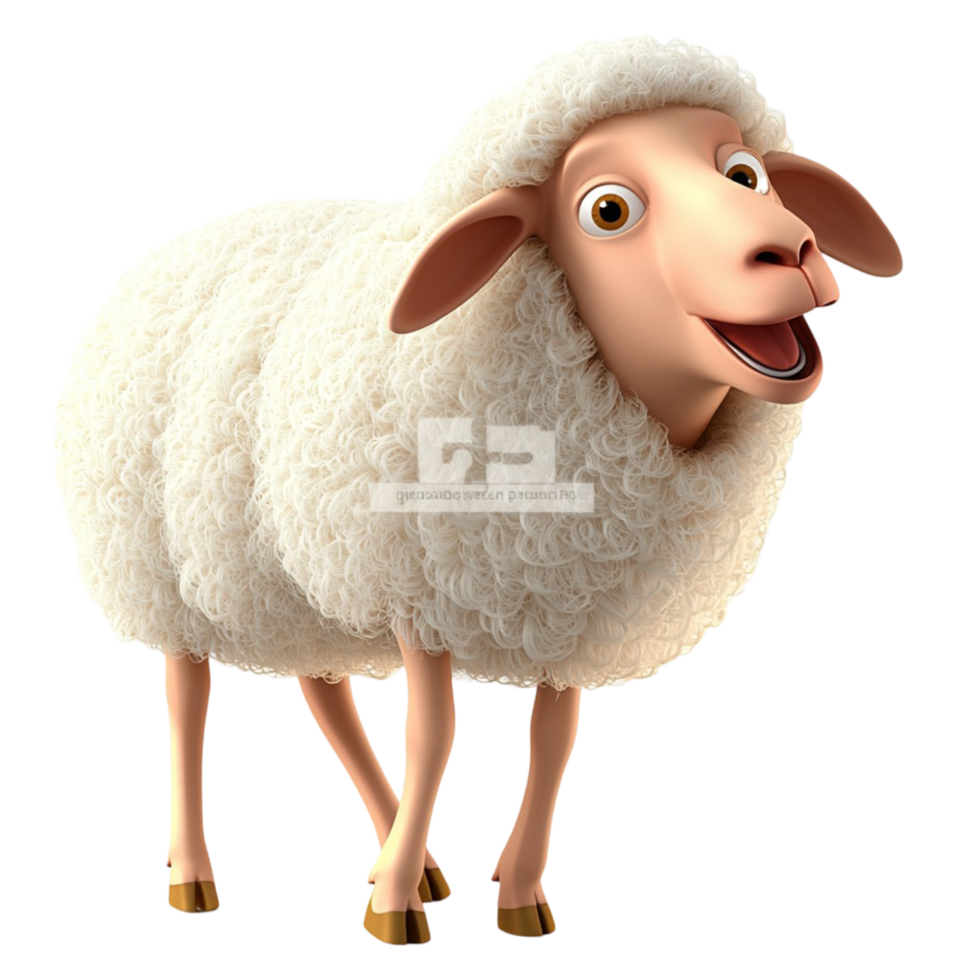 Cheerful sheep with white wool and a friendly expression png