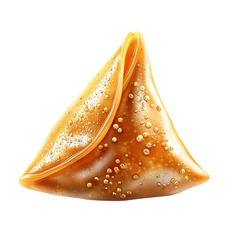 golden samosa with a shiny glaze png