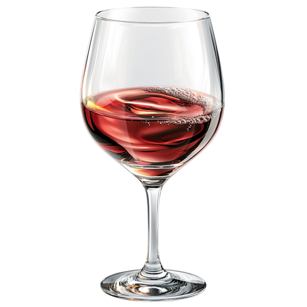 glass of red wine filled with a deep color and a curved stem png