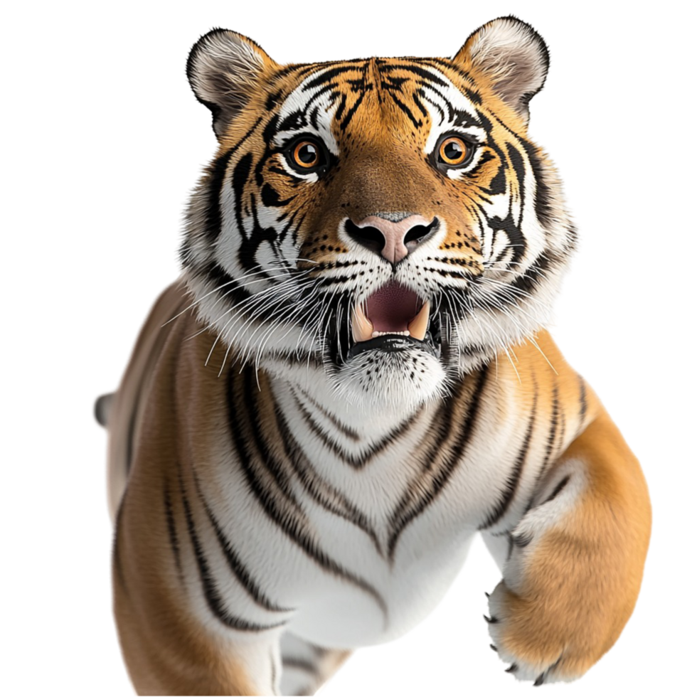Majestic tiger with sharp eyes and black and orange stripes png