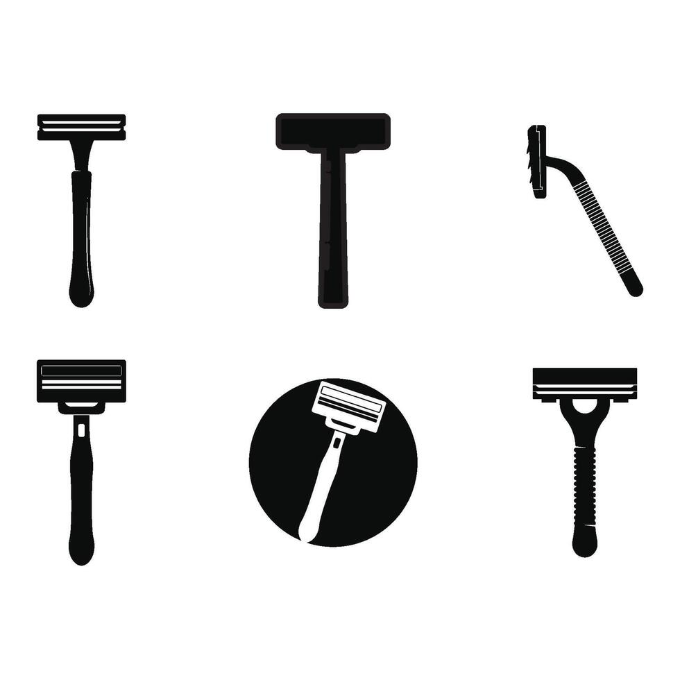 set shaving razor icon logo vector