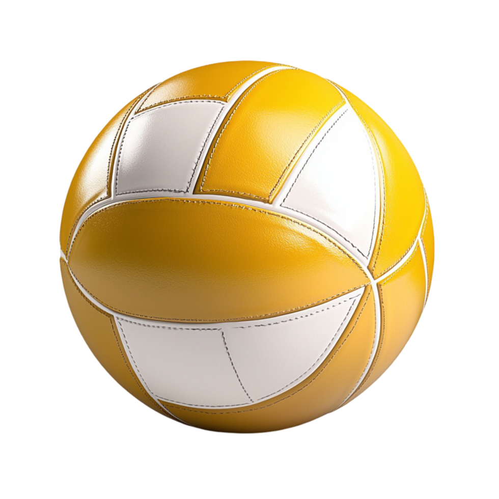 Yellow and white volleyball with a stitched finish png